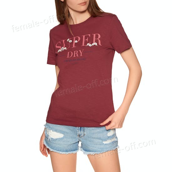 The Best Choice Superdry Serif Floral Embroidered Entry Womens Short Sleeve T-Shirt - -0